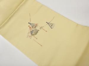 扇に鴛鴦・松菊模様刺繍名古屋帯